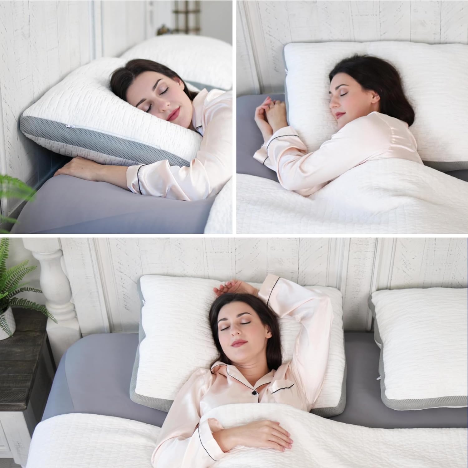 ACCURATEX Pillows Queen Size Set of 2, Rayon Derived from Bamboo Removable Cover, Shredded Memory Foam Pillow with Down Alternative Fill (Adjustable), Supportive Pillows for Side Back Sleepers