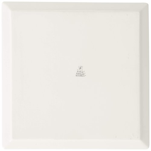 Fortessa Fortaluxe SuperWhite Vitrified China Dinnerware, Tavola 12-Inch Square Flat Bottom Plates, Set of 6