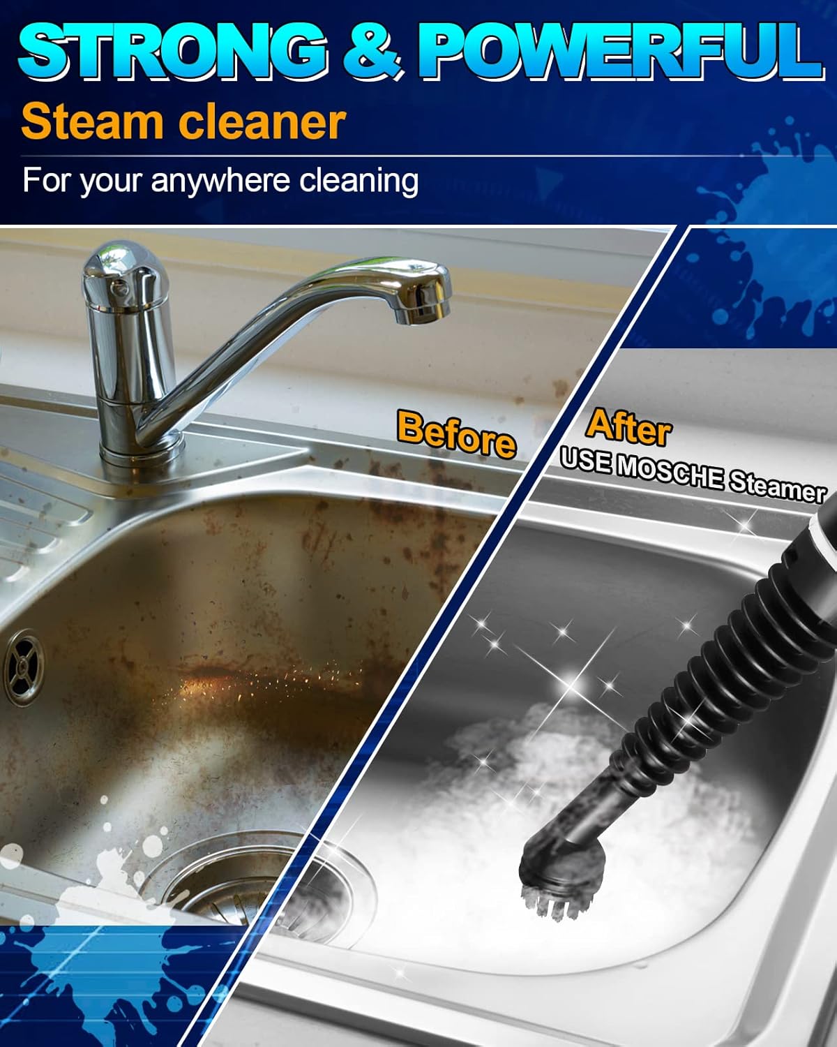 Skiennix Handheld Steam Cleaner - Multi-Surface Pressurized Steamer with 11-Piece Accessory Set