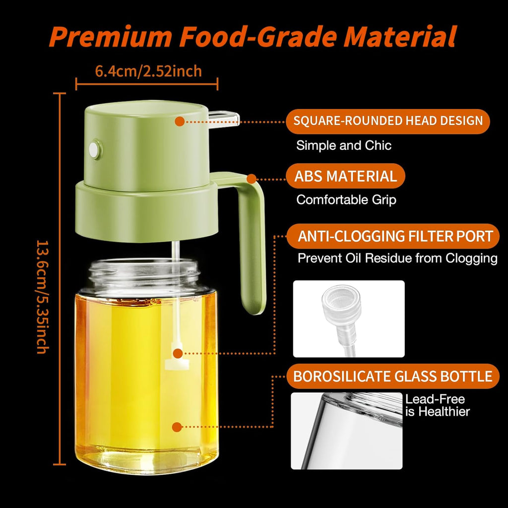 YARRAMATE Mini Oil Sprayer - Premium 6.8 OZ Food-Grade Olive Oil Spray Bottle | Portable Kitchen & BBQ Mister (Green)