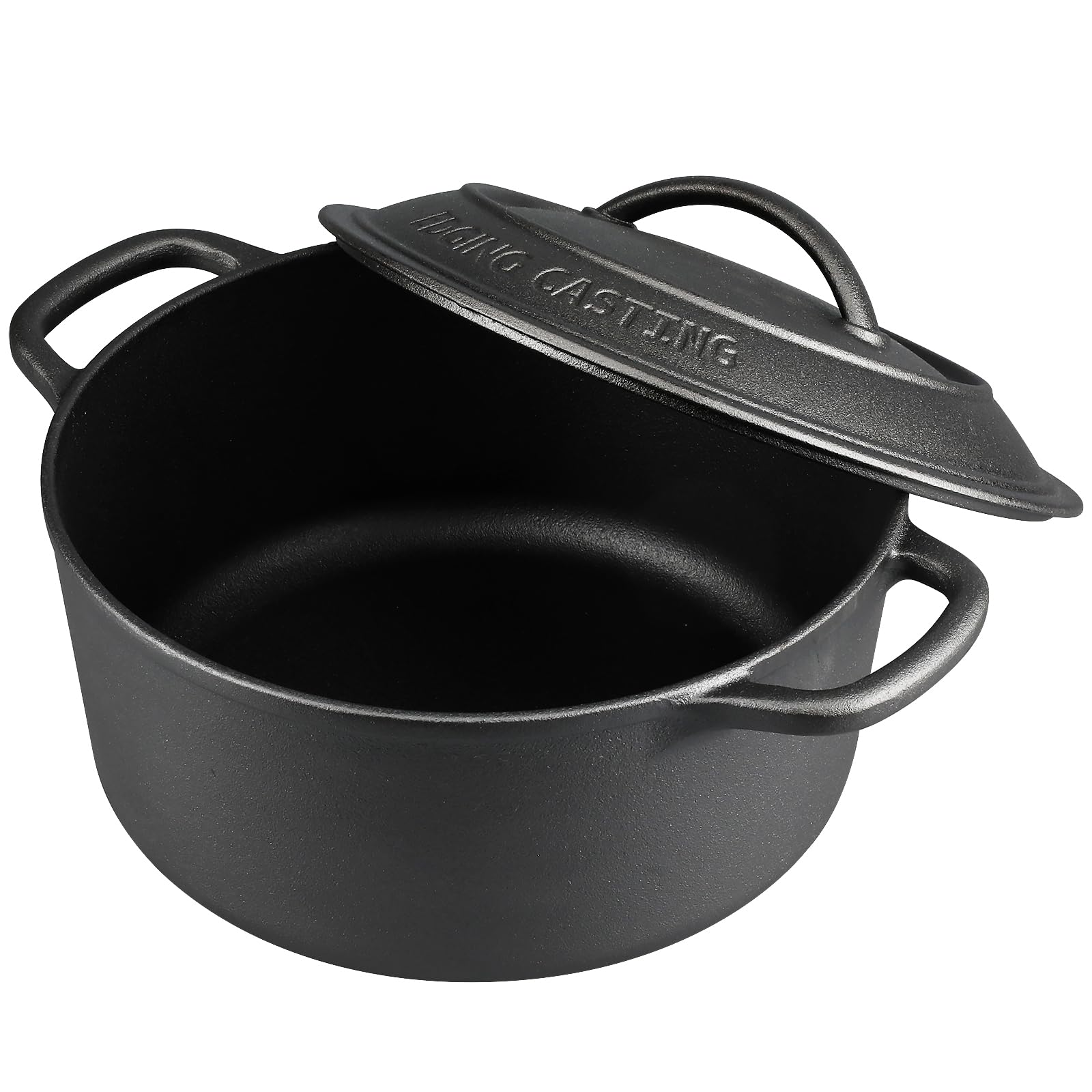 EDGING CASTING Pre-Seasoned Cast Iron Dutch Oven Pot with Lid Dual Handle, Sourdough Bread Baking Pots, Bread Oven, Camping, Grill, Induction, Electric, Round 7 Quart, Black