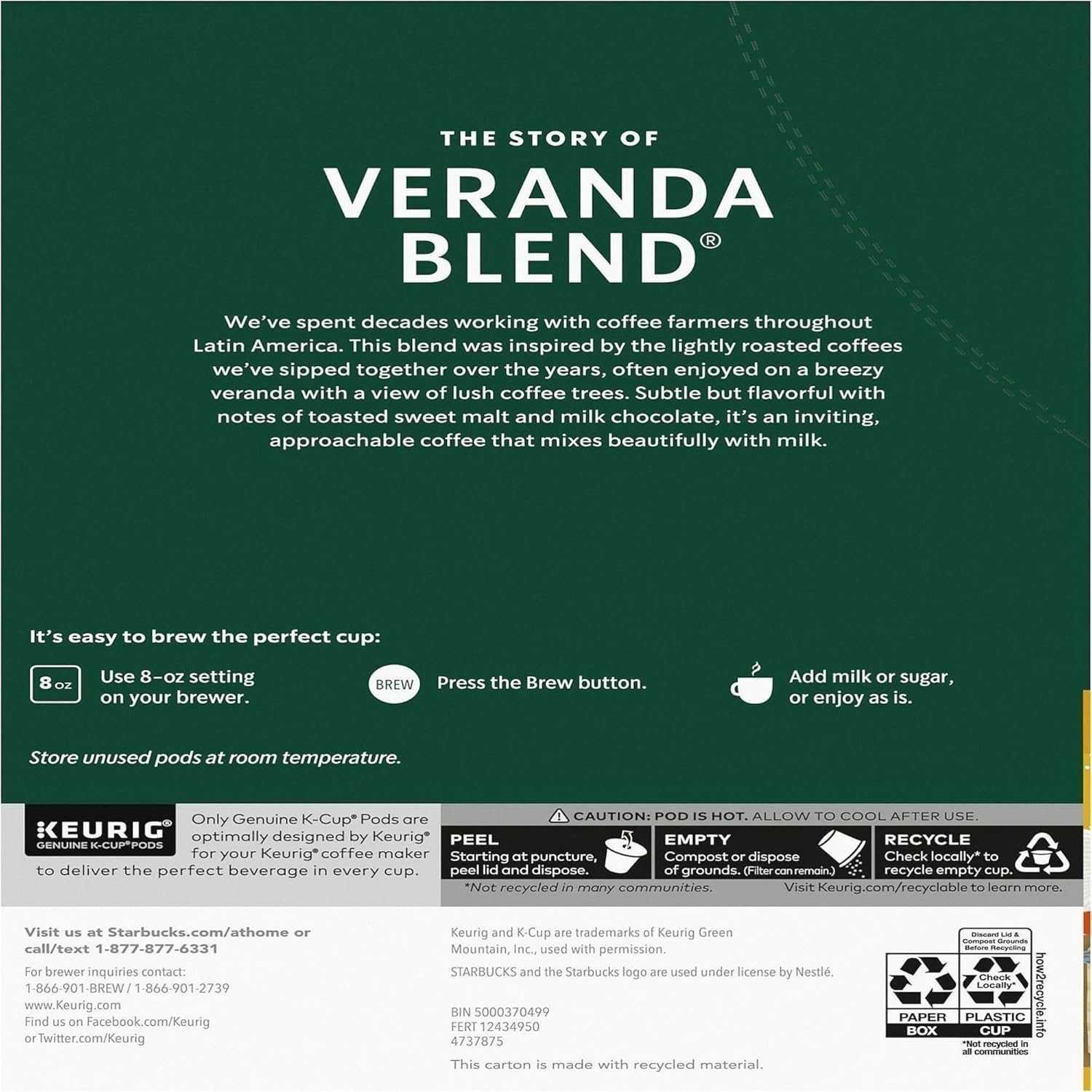 Starbucks® Veranda Blend Single-Serve K-Cup® Coffee Pods - Carton of 24