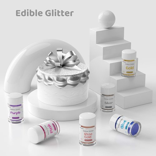 Edible Glitter by [Brand Name] - Silver Drink Glitter for Food, Cupcakes, and Cocktails | Kosher Halal Certified
