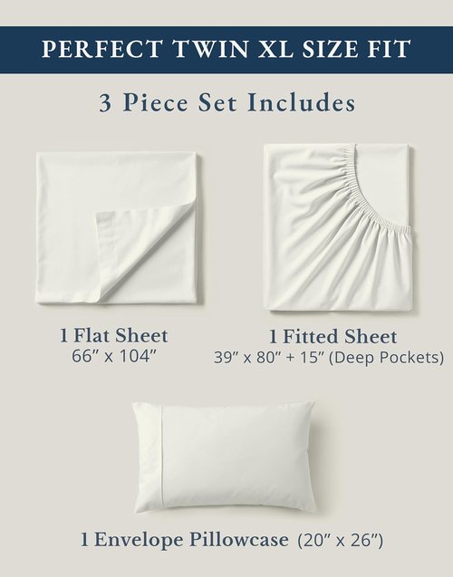 LANE LINEN Twin XL Sheets Set - 100% Organic Cotton, Soft Percale Bedding, Glacier Grey, Fits Mattresses Up to 15” Deep