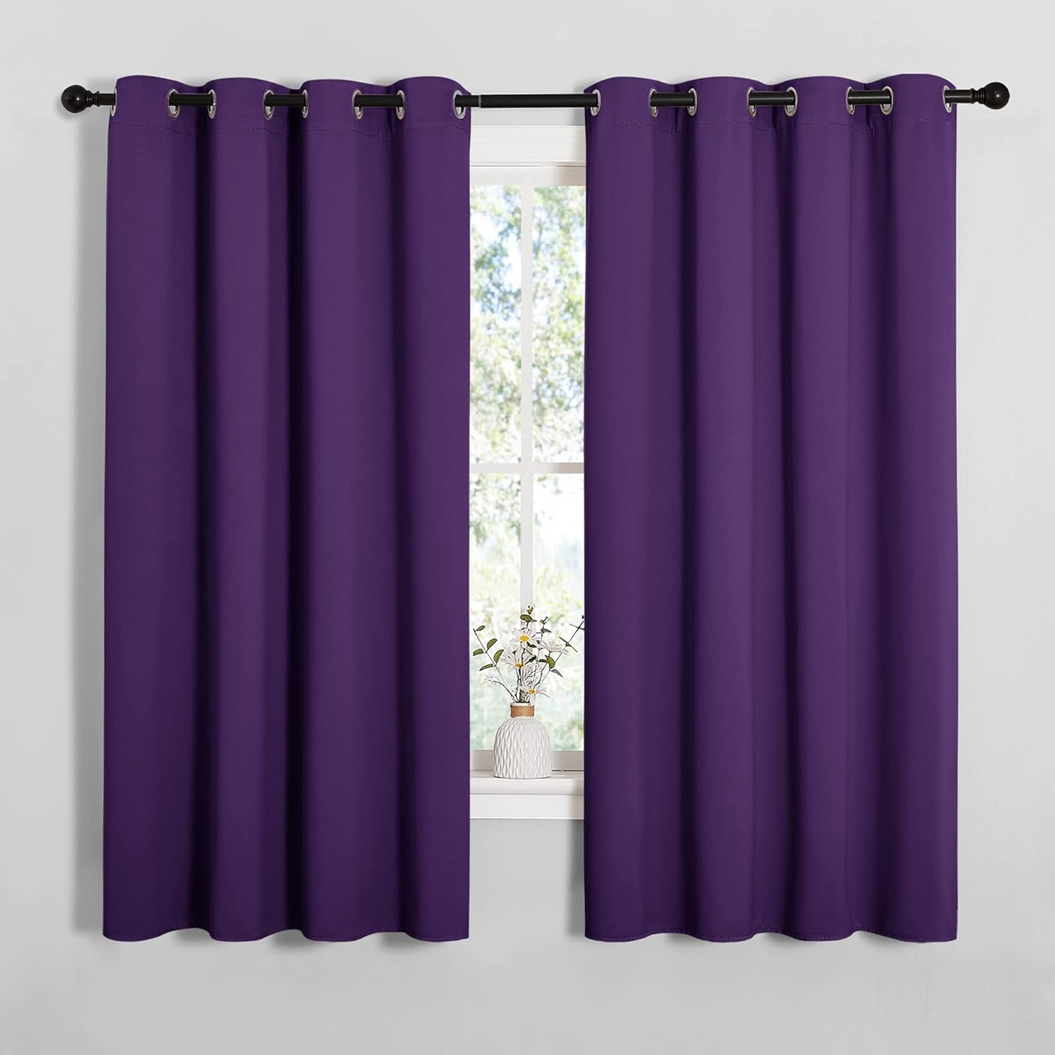 NICETOWN Blackout Draperies Curtains - Thermal Insulated Triple Weave Panels, Set of 2 (55 x 68 inches, Royal Purple)