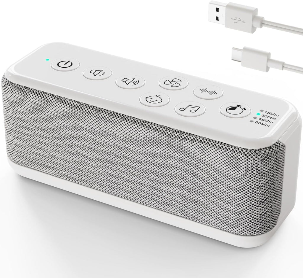 OnLyee White Noise Machine - USB Rechargeable Sound Therapy Device with 42 Soothing Sounds | Ideal for Sleep & Focus