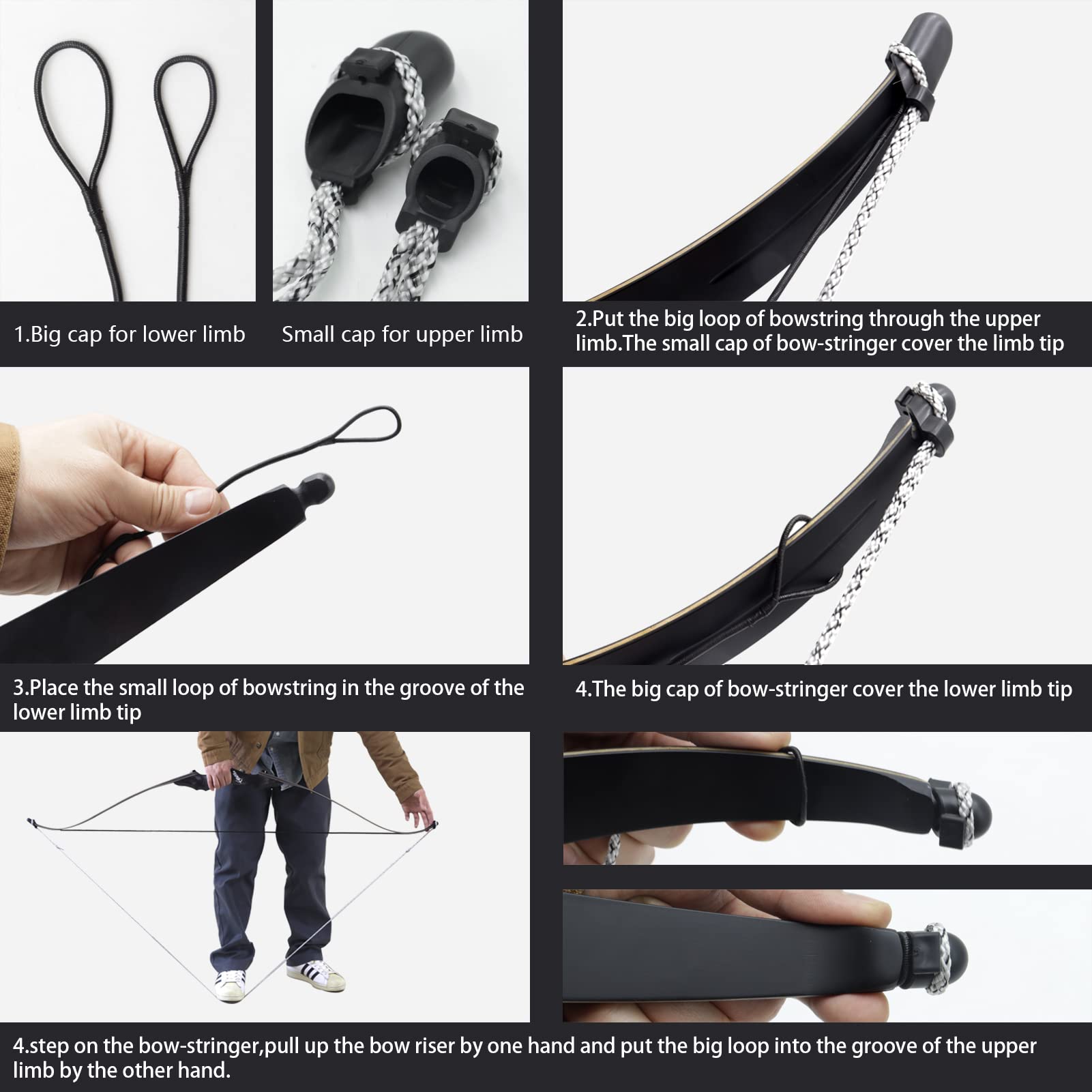 60" Black Hunter Takedown Archery Recurve Bow Set for Adults Youth and Beginners Technical Wood Riser and Laminated Bow Limbs 20-60lbs for Archery Practice Hunting Competition Right Hand (60lbs)