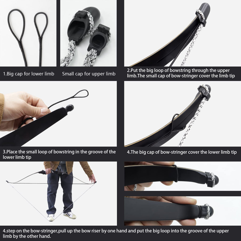 60" Black Hunter Takedown Archery Recurve Bow Set for Adults Youth and Beginners Technical Wood Riser and Laminated Bow Limbs 20-60lbs for Archery Practice Hunting Competition Right Hand (30lbs)