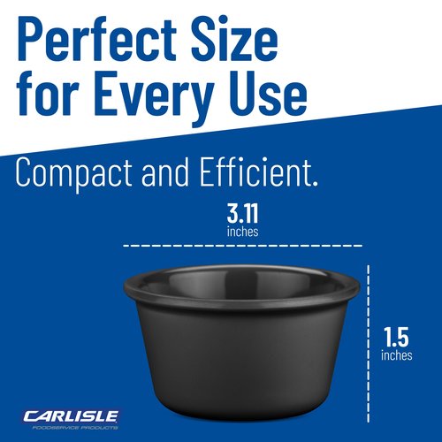 Carlisle FoodService Products Plastic Ramekin Sauce Bowl for Home and Restaurant, Plastic, 4 Ounces, Black, (Pack of 48)