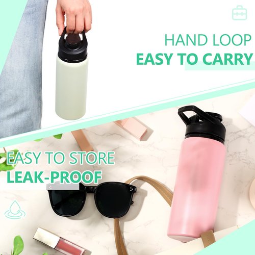 Domensi Aluminum Water Bottle Bulk Reusable Water Bottle, Lightweight Easy Carry Leakproof with Snap Lid Travel Bottles, for Gym Outdoor Sports Cycling Camping Fishing(17oz, 18 Pack)