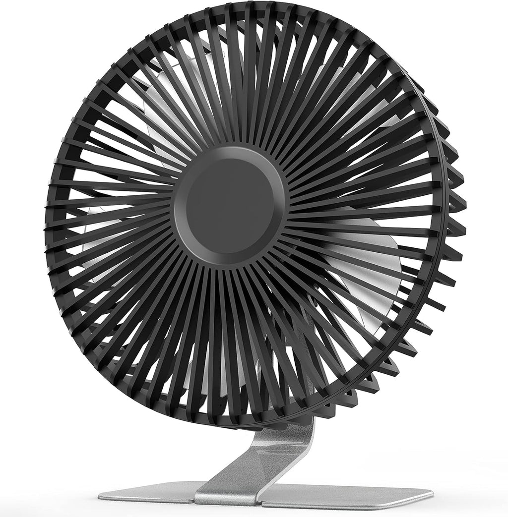 SLENPET USB Mini Desk Fan - 6 Inch Ultra-Quiet Portable Fan with 4 Speeds & 90° Adjustment - Silver