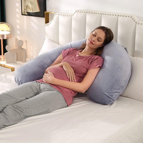 BATTOP Pregnancy Pillow - Maternity Body Pillow with Cooling Washable Cover | Support for Back, Hips, Legs, Belly (Dark Grey)