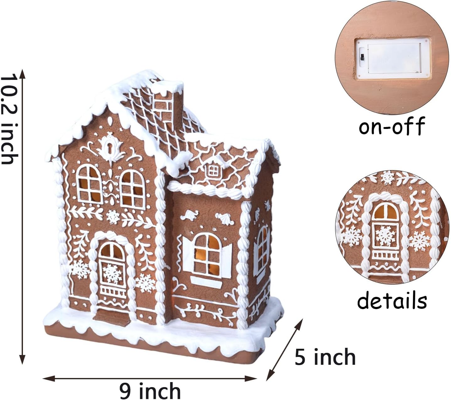 Sheaifun Gingerbread House Decor - LED Illuminated Indoor Christmas Decoration | 9x5x10.2 Inch