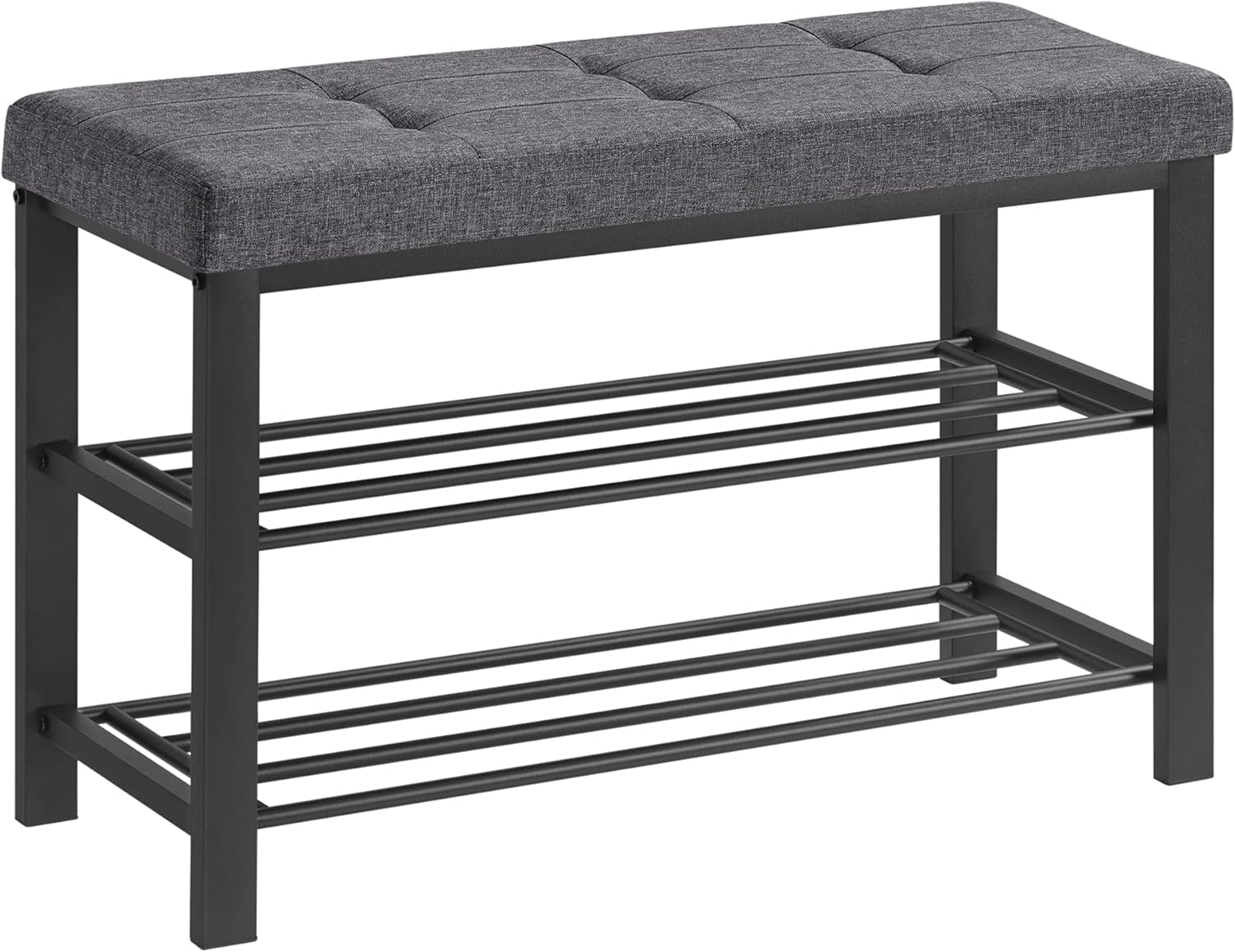 SONGMICS Shoe Bench - Modern Storage Solution with Cushion | Space-Saving Design in Dark Gray and Ink Black
