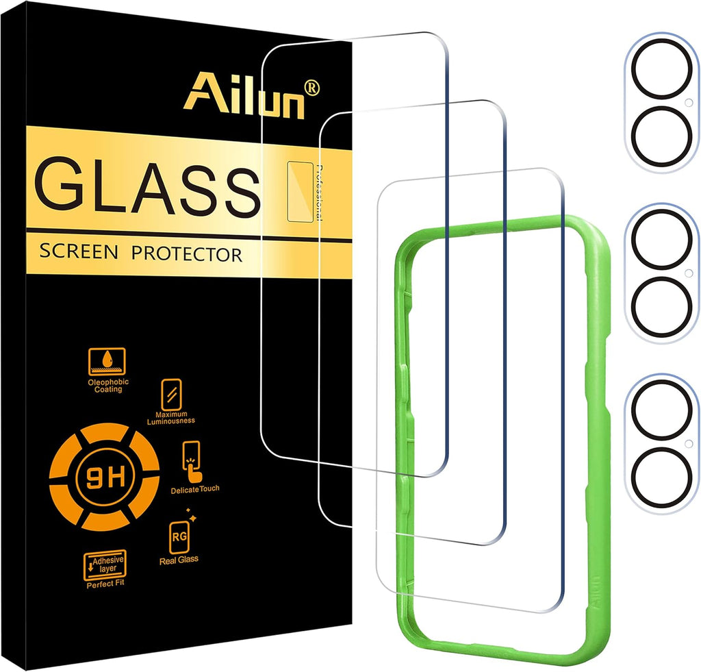 Ailun 3-Pack iPhone 17 Screen Protector - Case Friendly Tempered Glass with Camera Lens Protectors