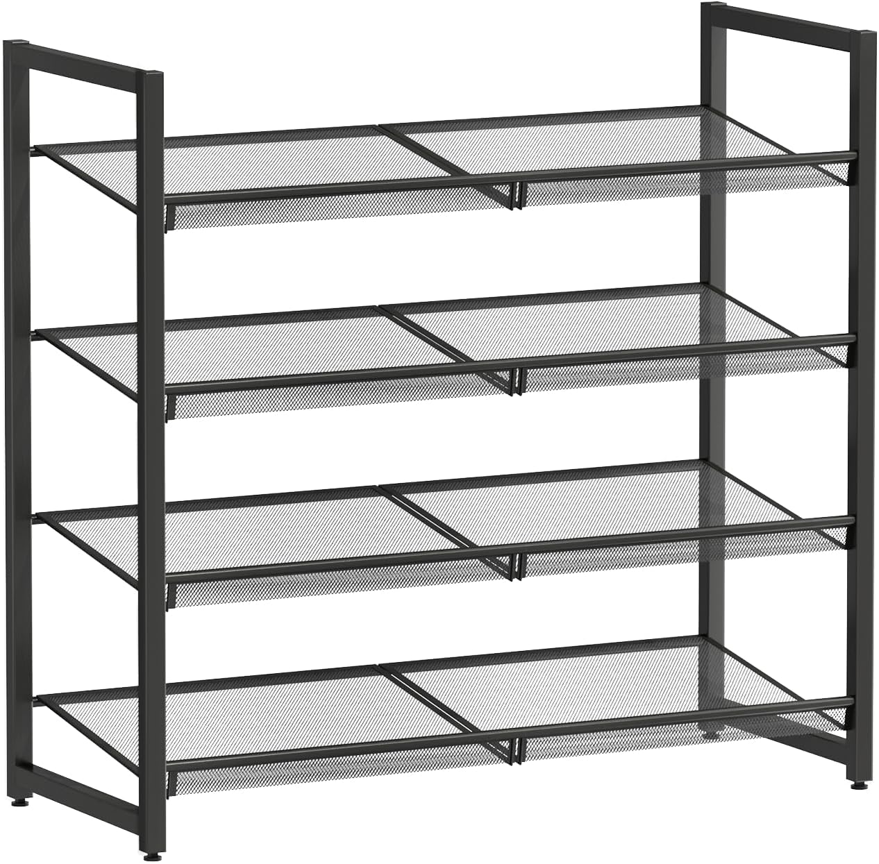 Metal Shoe Rack - 4-Tier Adjustable Organizer for Closet & Entryway | Holds Up to 20 Pairs - Black