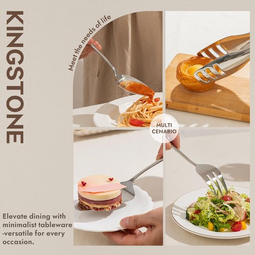 KINGSTONE 8-Piece Serving Utensils Set - Durable 18/10 Stainless Steel | Perfect for Buffets & Parties