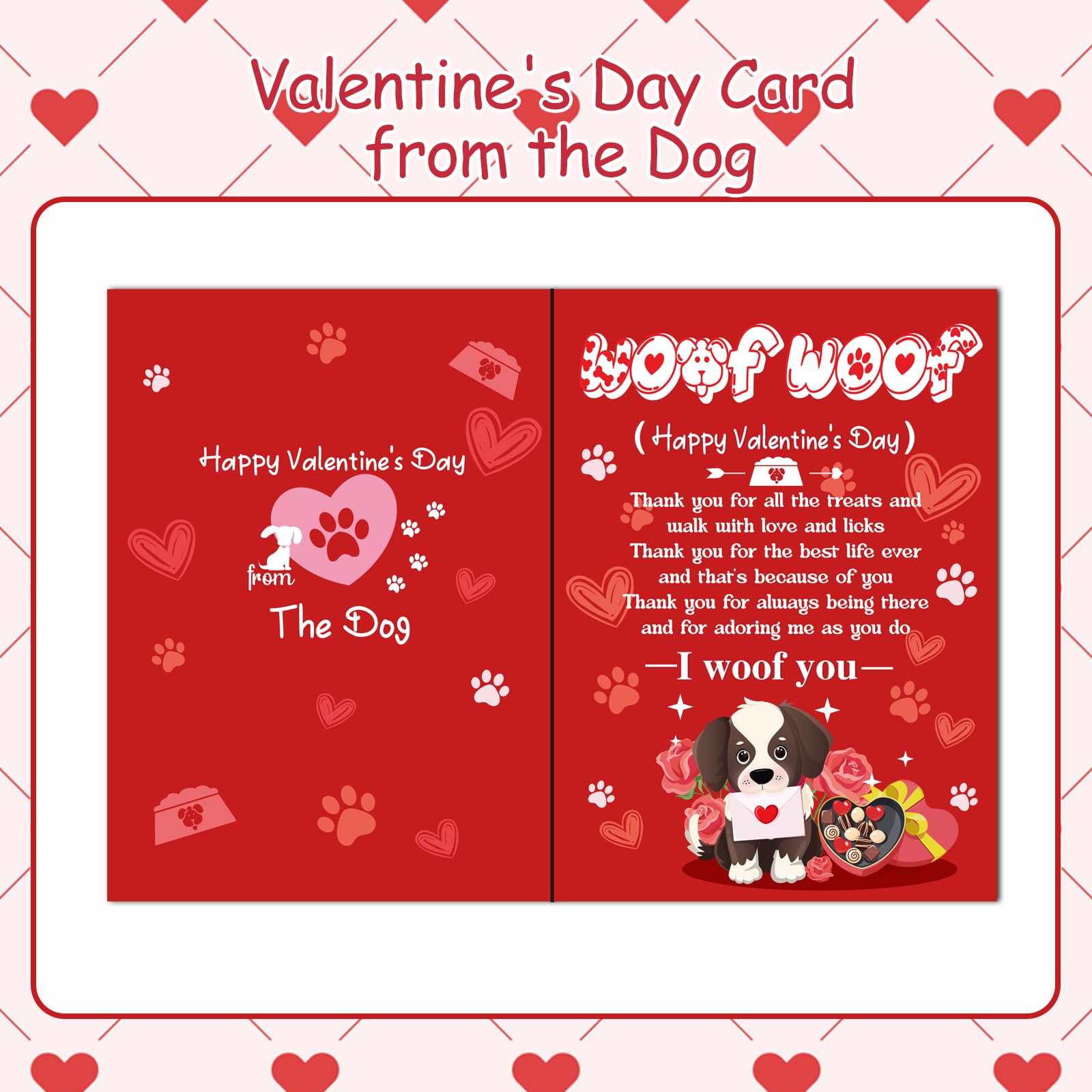 HOWAF Valentine's Day Card From The Dog, Valentines Gift Card with Keychain Engraved From The Dog Valentines Day Dog Cards with Keyring from Boy Friends Girl Friends Husband Wife for Dog Owner