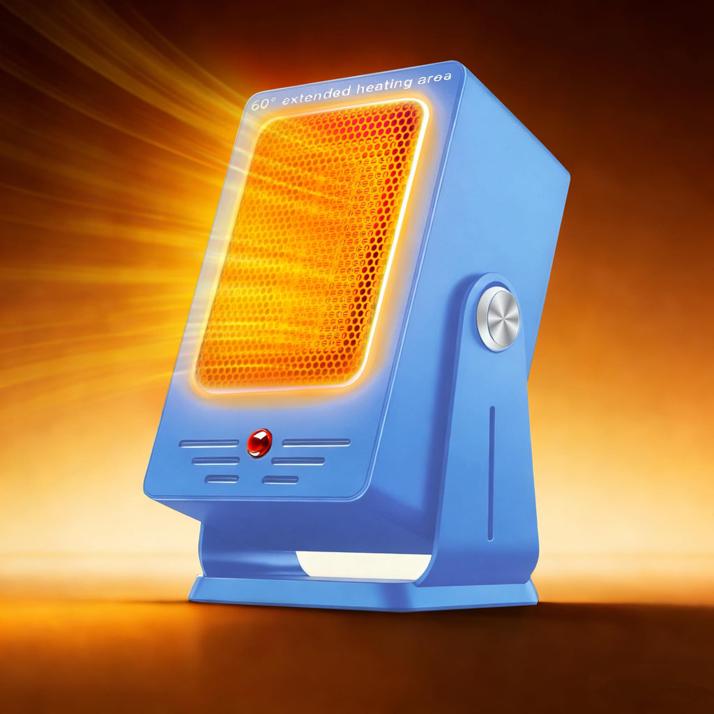 Verminget Portable Space Heater for Indoor Use,Desktop Heater with PTC 2s Fast Heating, 60° Adjustable Angle Design Small Electric Heater Lightweight for Personal, Office,Room,Blue