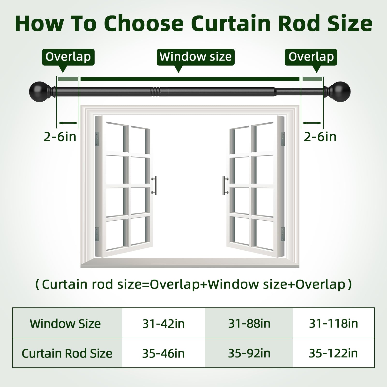 Sthumsup Curtain Rods No Drilling for Windows 48 to 84-90 Inches, 5/8 Inch Black Renter Friendly Adjustable Curtain Rod with 3M Adhesive Brackets