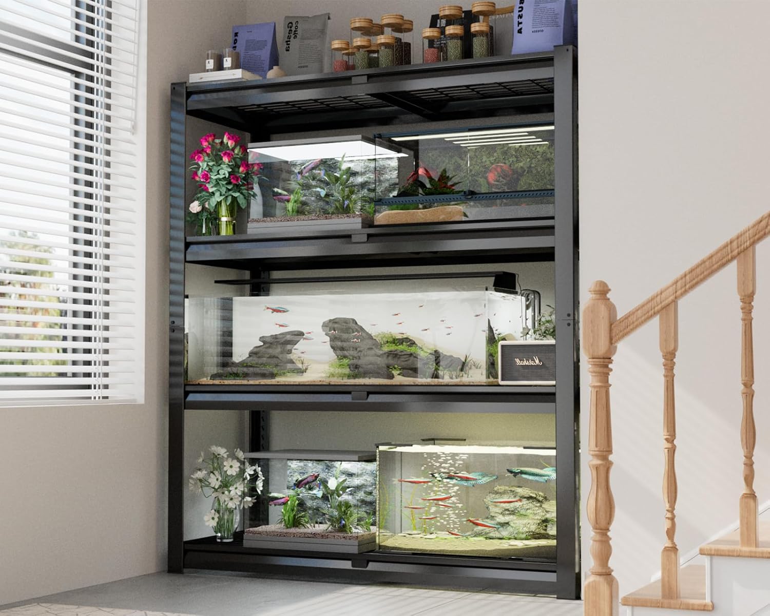 PrimeZone Heavy Duty Garage Shelving - 2200 LBS Capacity | Adjustable 4-Tier Metal Rack 40" W X 20" D X 60" H