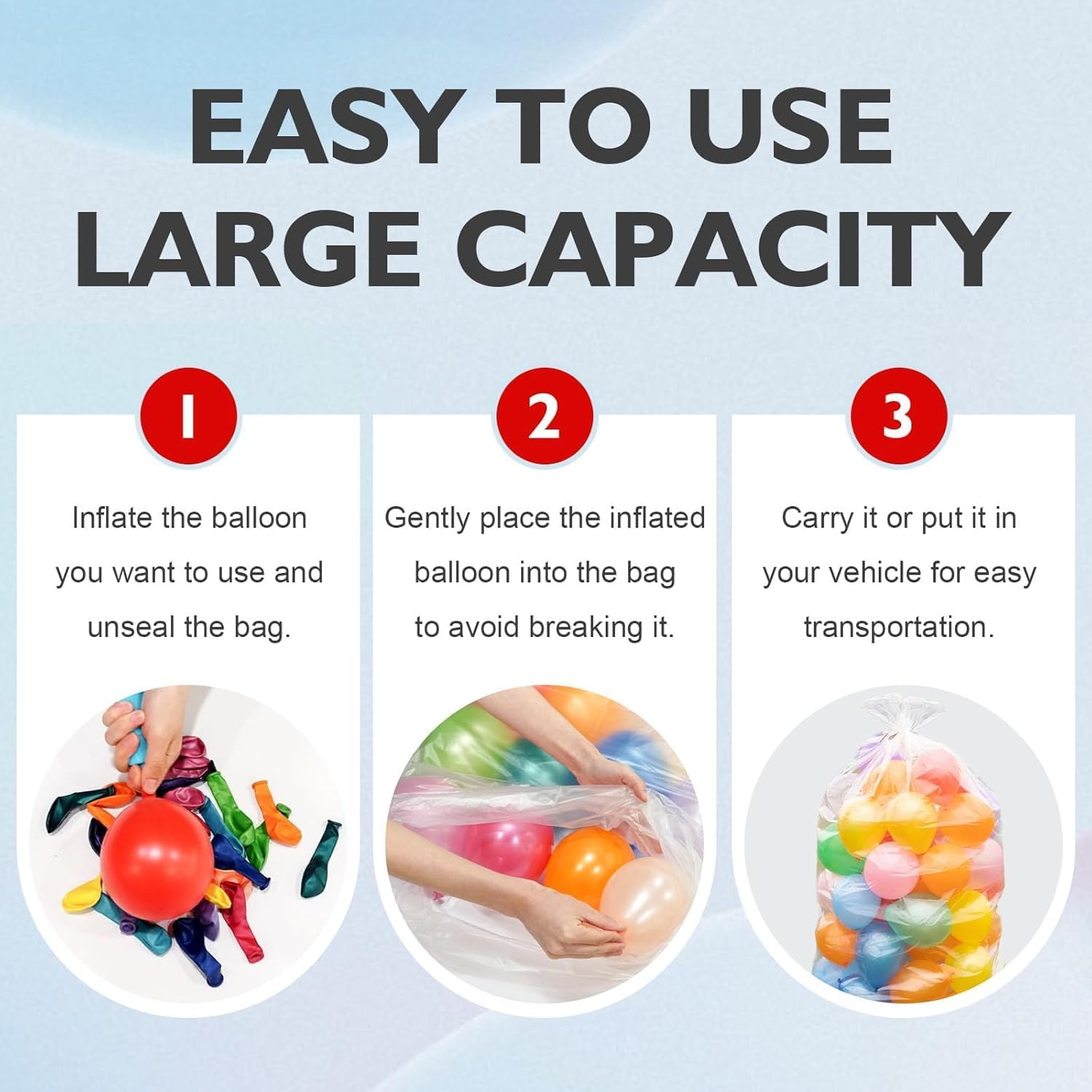 Skiennix Extra Large Clear Balloon Bags - 2 Pack Reusable Transport Bags for Decorations | 98 x 59 In