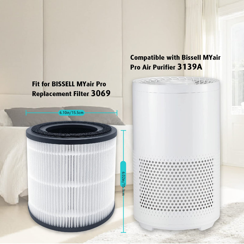 Filters Compatible with BISSELL MYair Pro Air Purifier 3139A 3139B, 3139A Replacements Filter, 3069