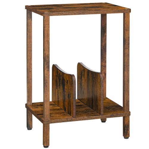 HOOBRO Small End Table, 2-Tier Record Player Stand Vinyl Record Turntable Stand with Storage up to 100 Albums, Small Side Table for Living Room, Bedroom Rustic Brown, FG05RS01