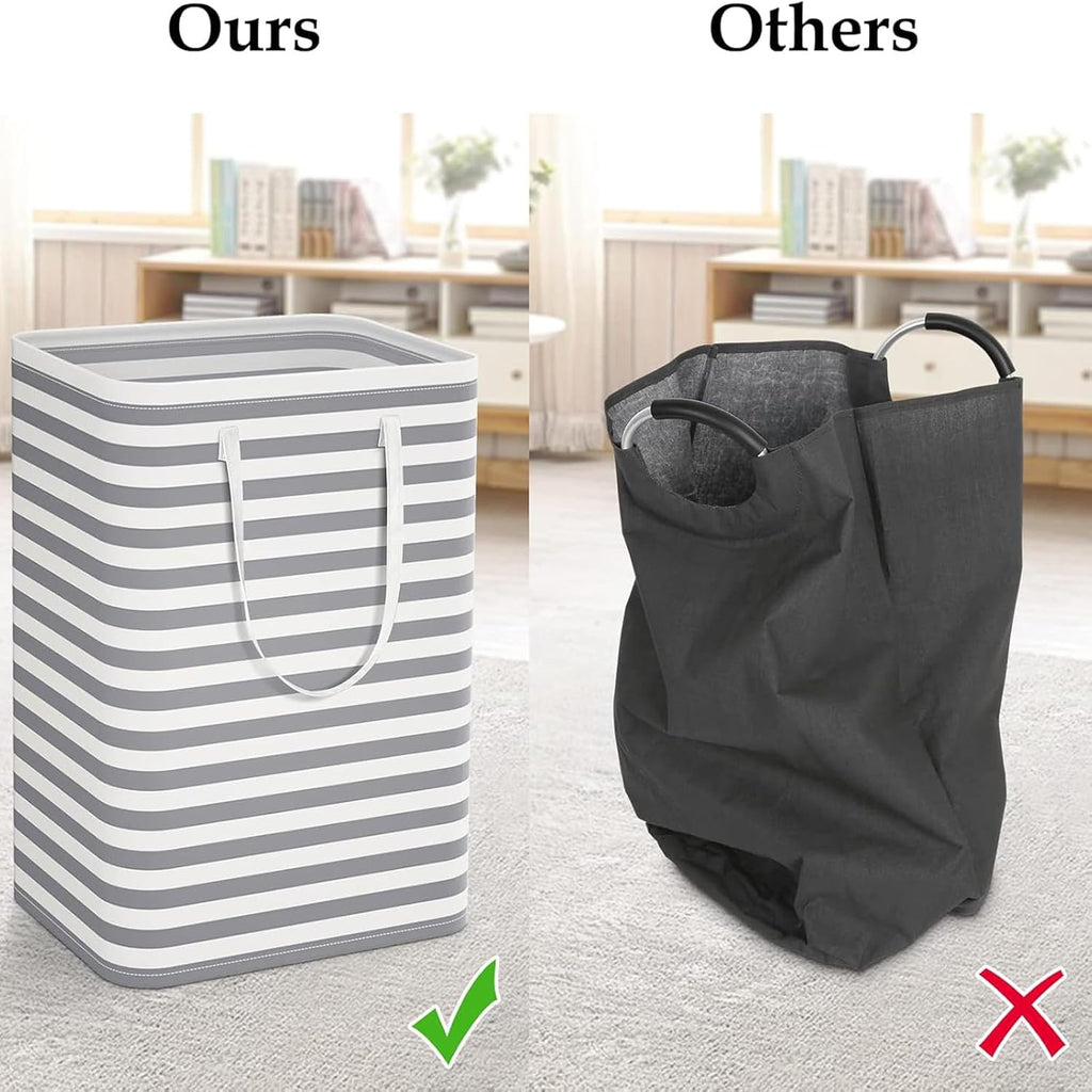 Regine Switzerland Large Collapsible Laundry Hamper - Waterproof Freestanding Basket with Easy Carry Handles | 75L Gray Storage Solution for Bedroom, Bathroom, College Dorm