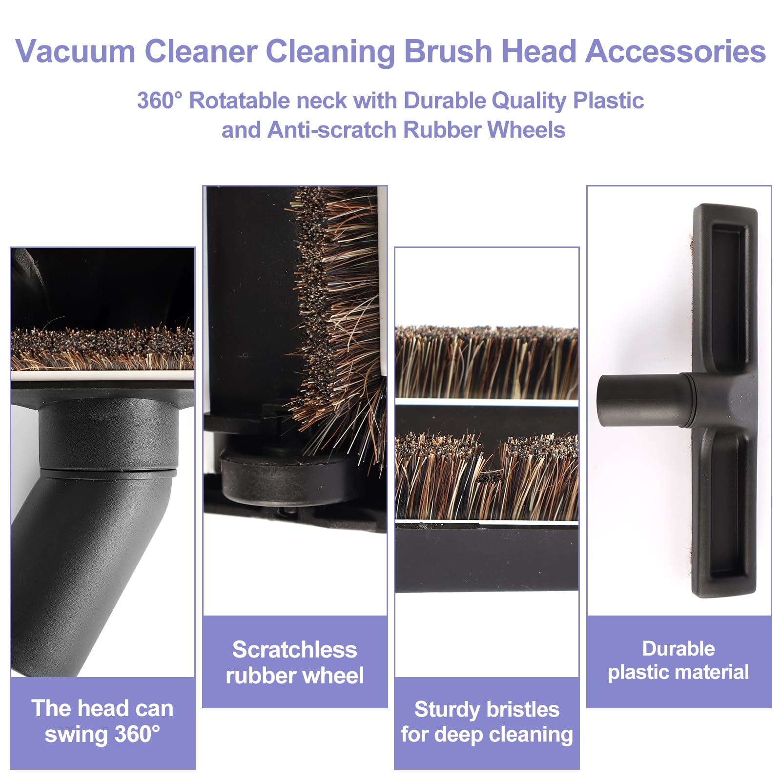 12" Universal Vacuum Cleaner Floor Brush Attachments - Smooth Floor Brush for Shark Accessories, Soft Horse Hair Bristles, 1 1/4 inches Multi Surface Vacuum Attachments
