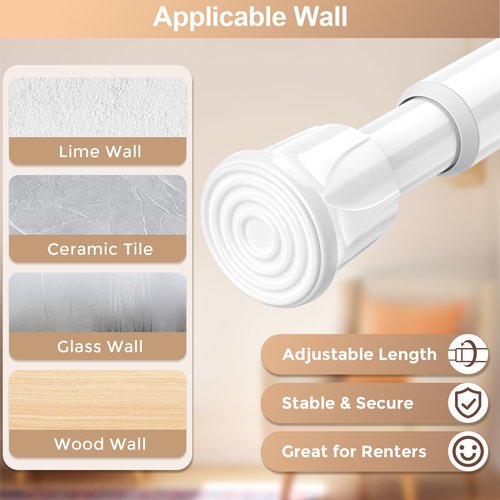 Fvonzn 4 Pack Short Spring Tension Curtain Rod 8 to 12 Inch, Mini DIY Tension Rods No Drill for Slim Window Cupboard Sidelights, White