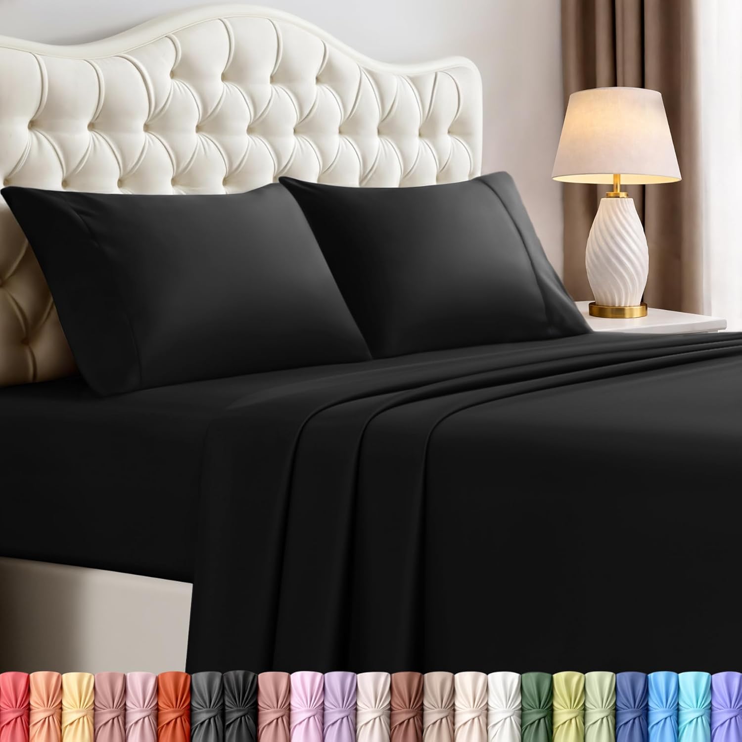 Utopia Bedding King Size Sheet Set - Soft, Breathable Microfiber | 4-Piece in Black, Oeko-Tex Certified