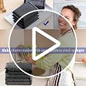 Heavy Duty Steel Wool Scrubber Sponges - Black Kitchen Cleaning (6 Pack)