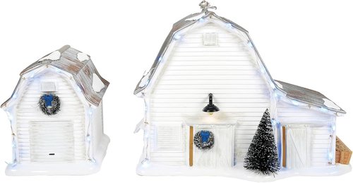 Department 56 Elvis Presley Graceland Stables Lit Building Set - 7.2 & 5 Inches, White