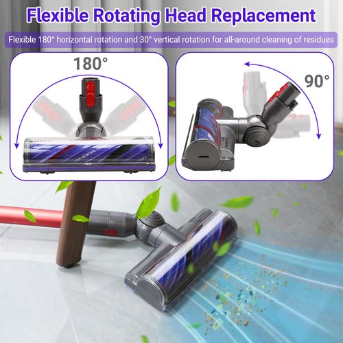 RONGJU Upgrade V11 V8 Head Replacement for Dyson V11 V8 V7 V10 V15 Cordless Vacuum Cleaner, Part No. 968266-02, 968266-04, 967483-01, 967483-03, 967483-04 for Dyson Head Replacement