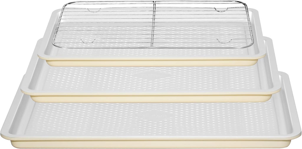 Skiennix Nonstick Ceramic Baking Sheet Set - 3-Pack Half/Jelly Roll/Quarter Pan | Oven Safe 550°F, Dishwasher Safe, Non-Toxic