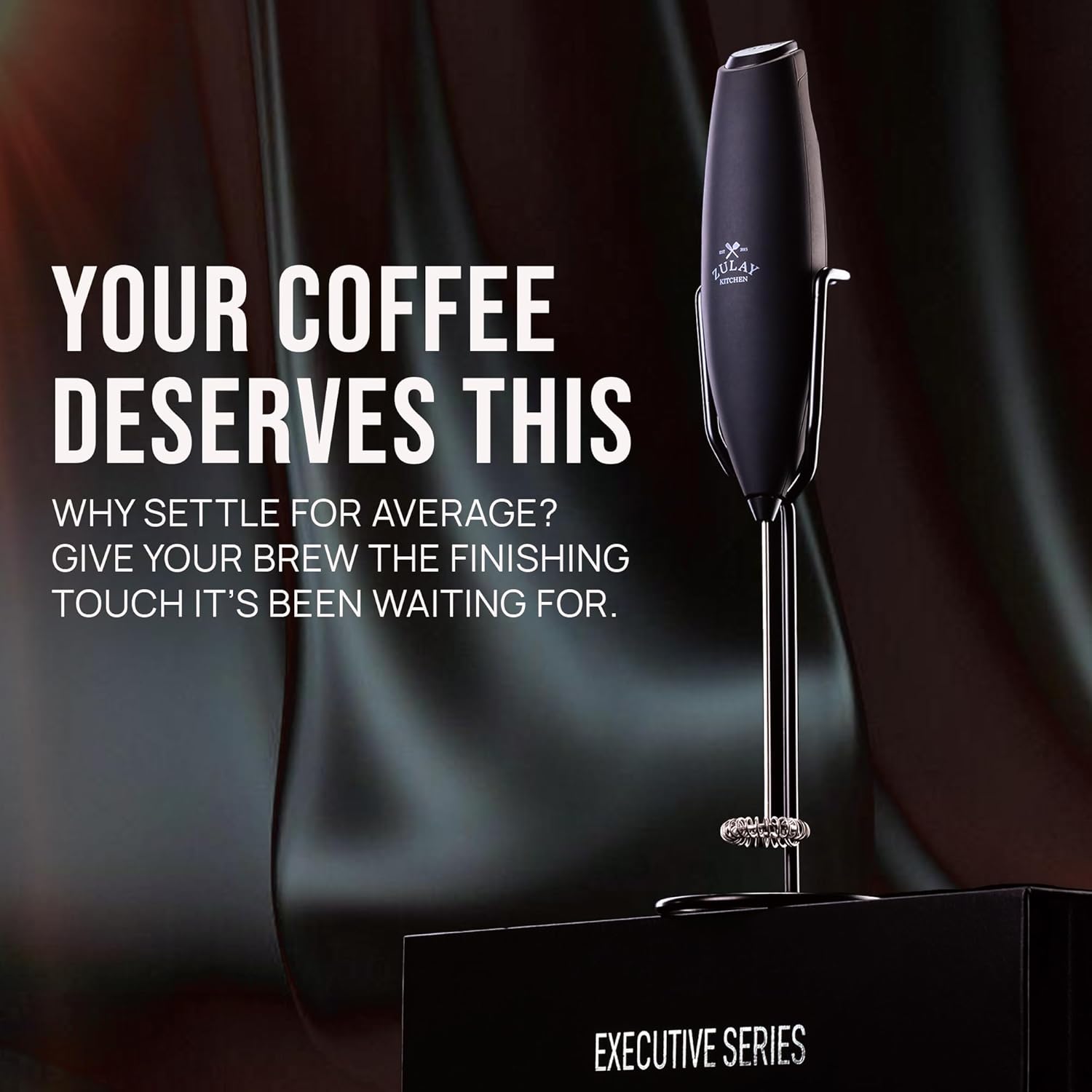 Zulay Kitchen Milk Frother Wand - Upgraded Electric Foam Maker for Lattes & Cappuccinos - Perfect Coffee Gift