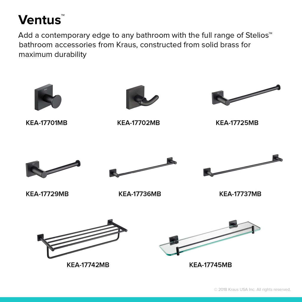 Kraus Ventus Bathroom Shelf, Matte Black Finish, KEA-17745MB