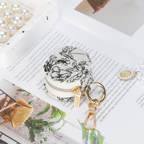 KUKUVR Jewelry Ring Holder Storage Box with Keychain, Portable Gym Jewelry Storage Case, Small Travel Ring Earring Stud Necklace Storage Case for Women Girl (Printing)