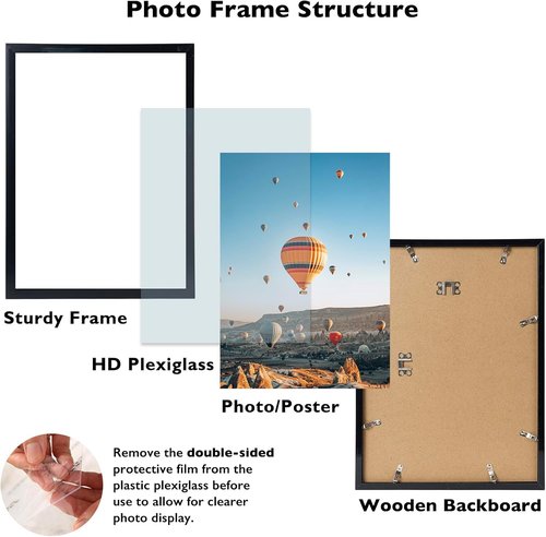 JCJMY 15x20 Picture Frame - Versatile Black Frame for Horizontal & Vertical Wall Display