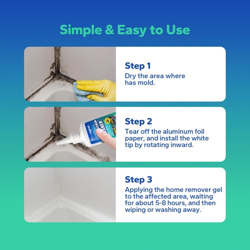 EcoEgret Mold Stain Remover Gel (5 Fl Oz), Multifunctional Mold Stain Remover, Heavy Duty Stain Gel Cleaner for Front Loader Washing Machine Seal, Bathroom Grout, Shower, Caulk