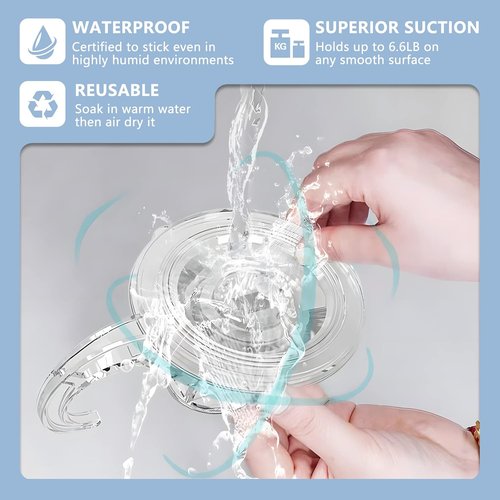 CozyBlue Heavy-Duty Suction Cup Hooks - Waterproof & Reusable for Shower, Kitchen, Glass Doors | 2 Pack