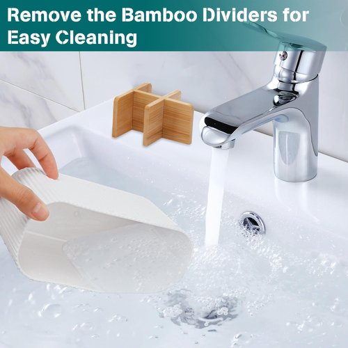 GFWARE Bamboo Toothbrush Holder - Stylish Organizer for Electric & Kids Toothbrushes | White