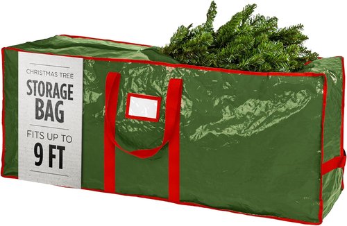 Christmas Tree Storage Bag - Durable Waterproof Zippered Bag for 9-Foot Artificial Trees | Protects Against Dust and Moisture (Green)