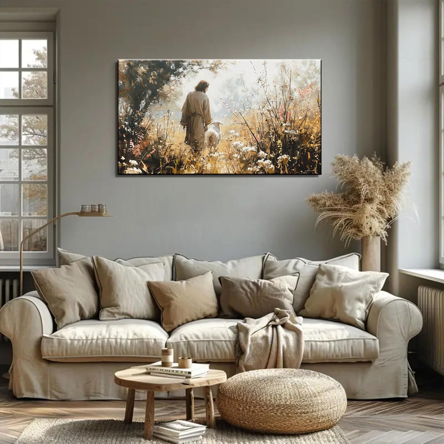 Regine Switzerland Vintage Jesus Lamb Canvas Wall Art - Modern Christian Decor for Living Room | 12x16 Inch