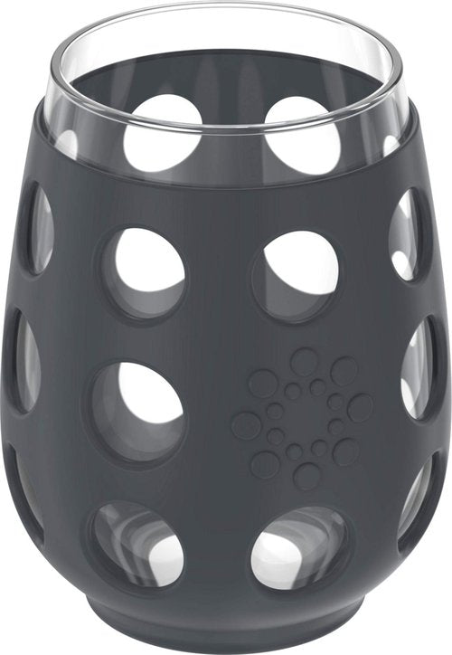 Lifefactory Wine Glass with Protective Silicone Sleeve, 4 Count (Pack of 1), Carbon