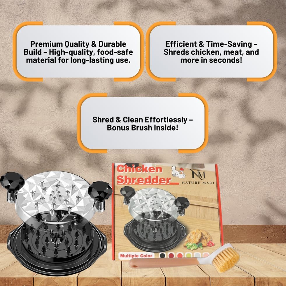 Skiennix Chicken Shredder - Eco-Friendly Large Meat Shredder Tool with Ergonomic Handle | BPA-Free, Black