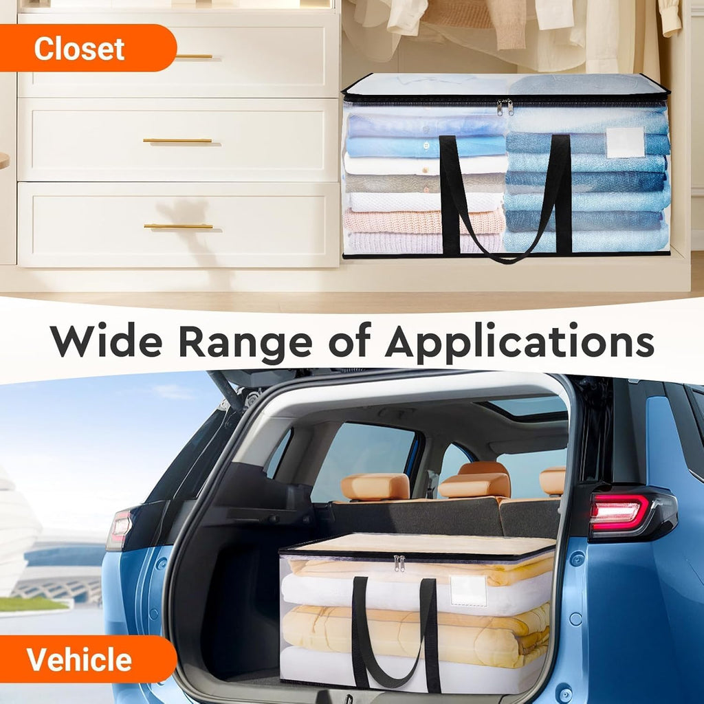 BlissTotes Moving Bags - Heavy Duty Extra Large 93L Storage Totes with Zipper & Reinforced Handles | 8-Pack