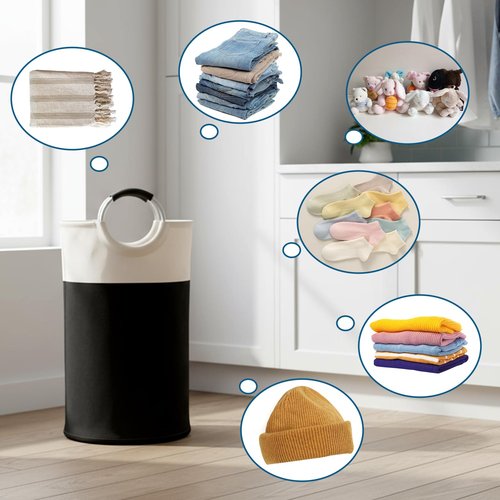 Dimeho 4 Pack 82L Laundry Basket, Waterproof Fabric Clothes Baskets Dirty Clothes Hamper Laundry Bag with Foam-Protected Aluminum Handles for College Dorm Family Bathroom