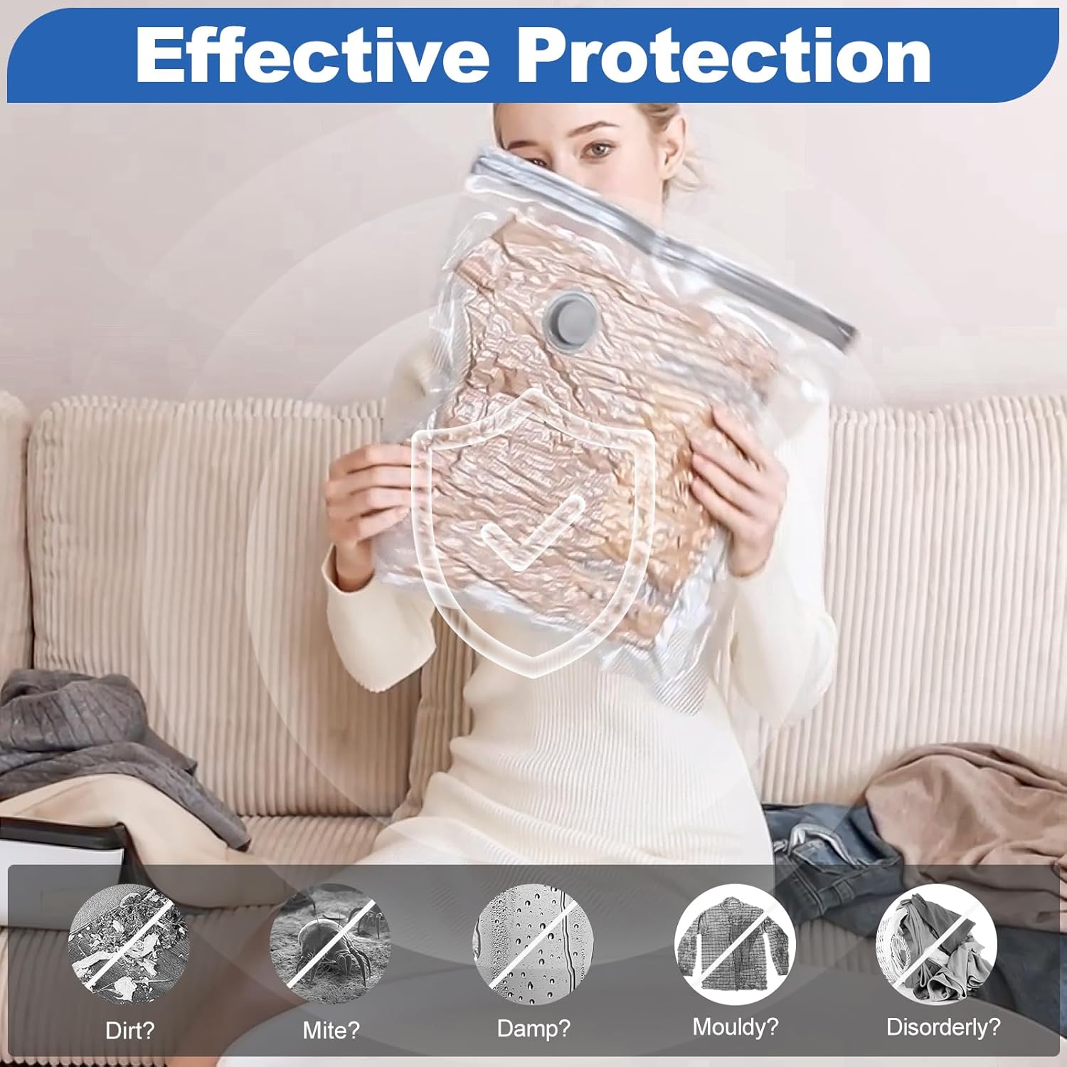 Vacbird Vacuum Storage Bags - 15 Pack Travel Size with USB Pump | Space-Saving Solution for Clothes